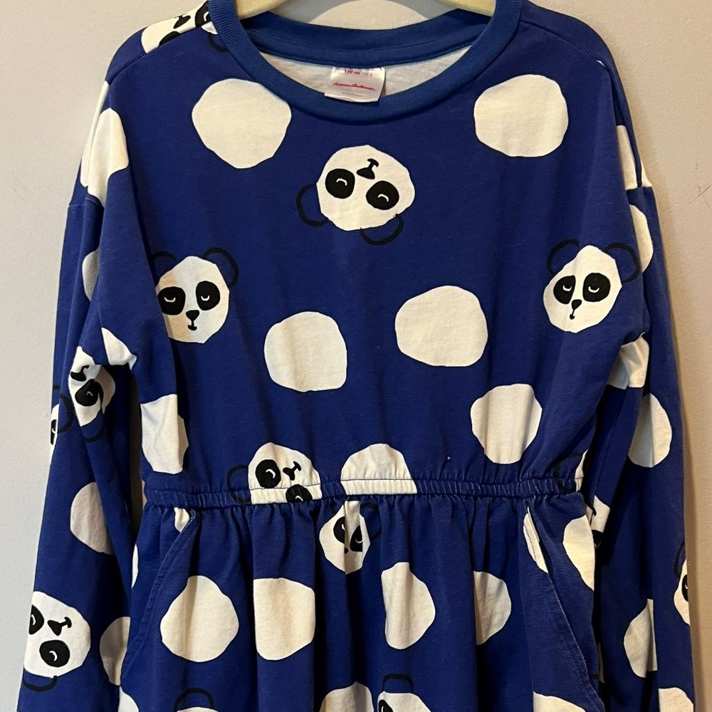 NEVER WORN Hanna Andersson Dress Girls Blue Panda Polka Dot Size 110 5